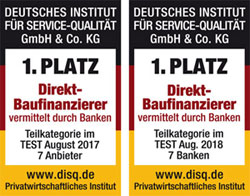 Platz 1: Direkt-Baufinanzierer 2018-1822direkt Platz 1: Direkt-Baufinanzierer 2018-1822direkt