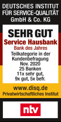 1822direkt - Sehr guter Service Hausbank des Jahres