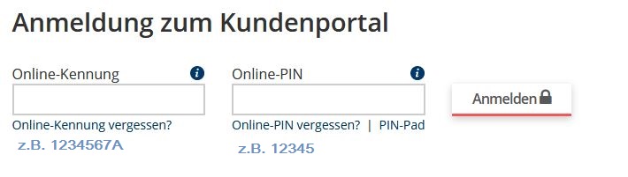 Anmeldung Online-Banking Anmeldung Online-Banking