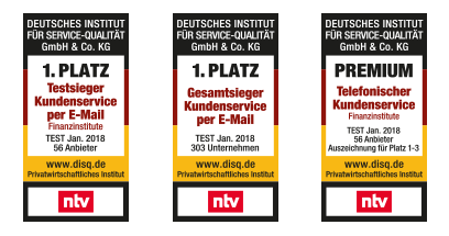 1822direkt - Testsieger 2017